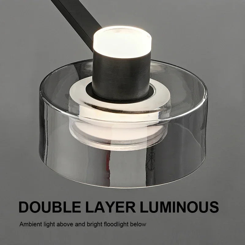 lustre led minimaliste moderne en verre et cuivre - vue 6 sur 15