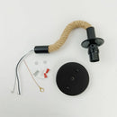 Vintage industrial iron wall light with hemp rope