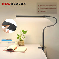 NEWACALOX pince de bureau barre d'écran suspension lumière 360 ° rotatif pliant bras Flexible Support 108 pièces LED SMD Protection des yeux lampe de bureau