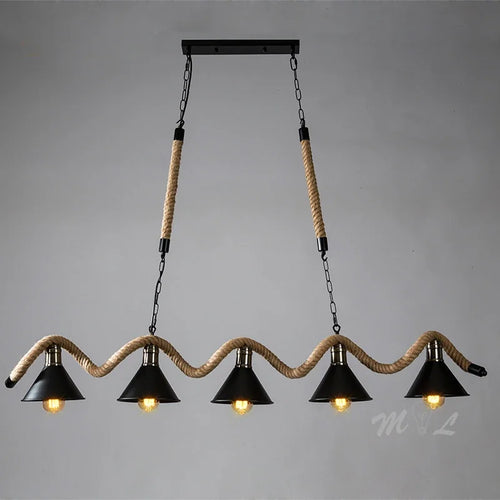 Retro hemp rope pendant light for vintage interiors - vue 4 sur 8