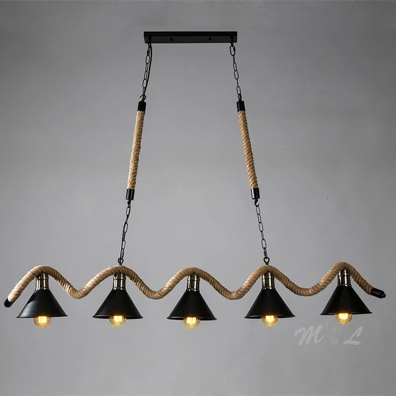 Retro hemp rope pendant light for vintage interiors - vue 3 sur 8