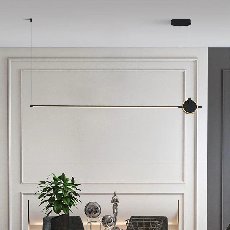 luminaire suspendu nordique simple longue bande déco maison - vue 5 sur 10