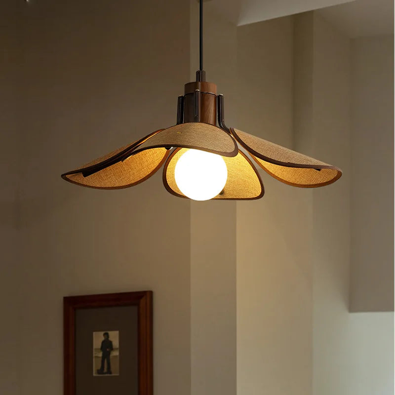 suspension en bois de lin style asiatique pour intérieur - vue 2 sur 8