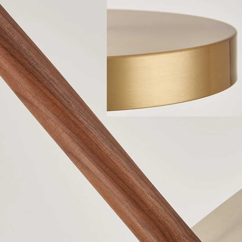 lustre nordique en bois et métal doré réglable pour intérieur - vue 6 sur 7