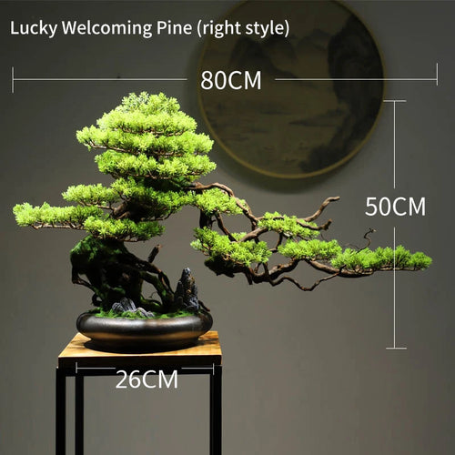 Simulation bonsai trees are suitable for decoration, immortal welcoming pine, green planting, artificial landscape, home, living - vue 25 sur 25