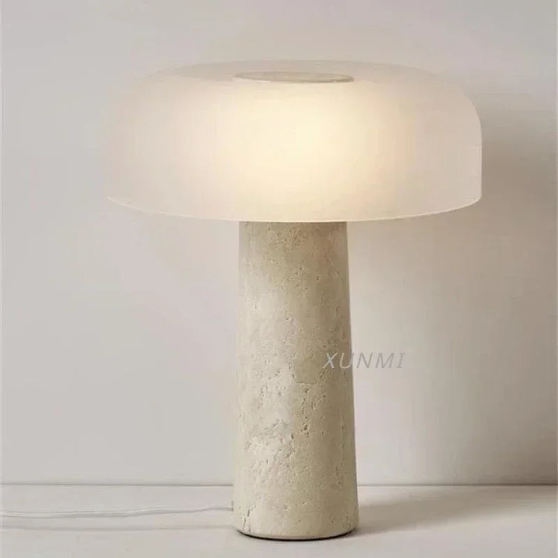 lampe à poser en travertin naturel design créatif champignon décoratif - vue 2 sur 7