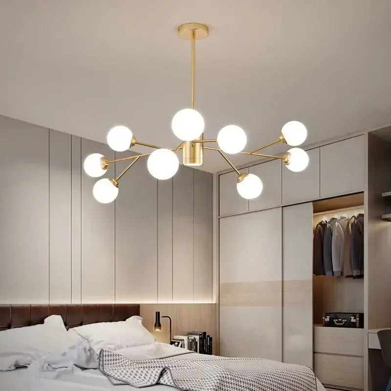 lustre nordique à led avec boule de verre pour luminaires suspendus - vue 7 sur 14