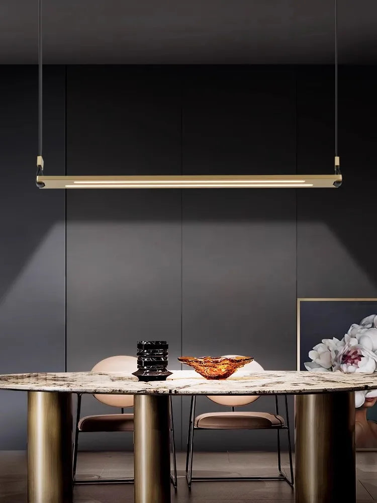 lustre led en métal et cuir pour bar et bureau - vue 6 sur 9