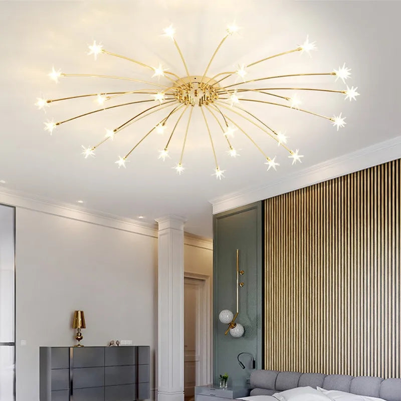 lustre moderne ciel étoile design intérieur lumineux décoratif - vue 3 sur 14