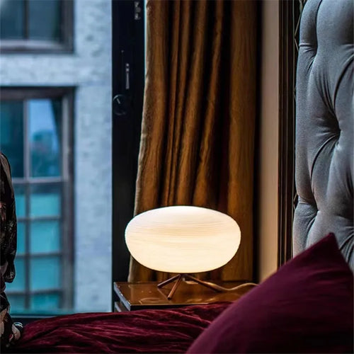 lampe à poser 3 en 1 en verre à motif spirale trépied élégant - vue 2 sur 12
