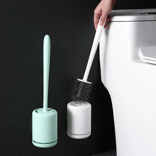outil de nettoyage brosse de toilette avec support mural et rangement - vue 3 sur 9