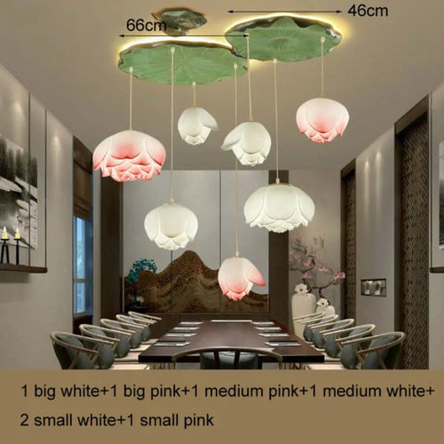 Suspension fleur Lotus style rétro LED - vue 19 sur 22