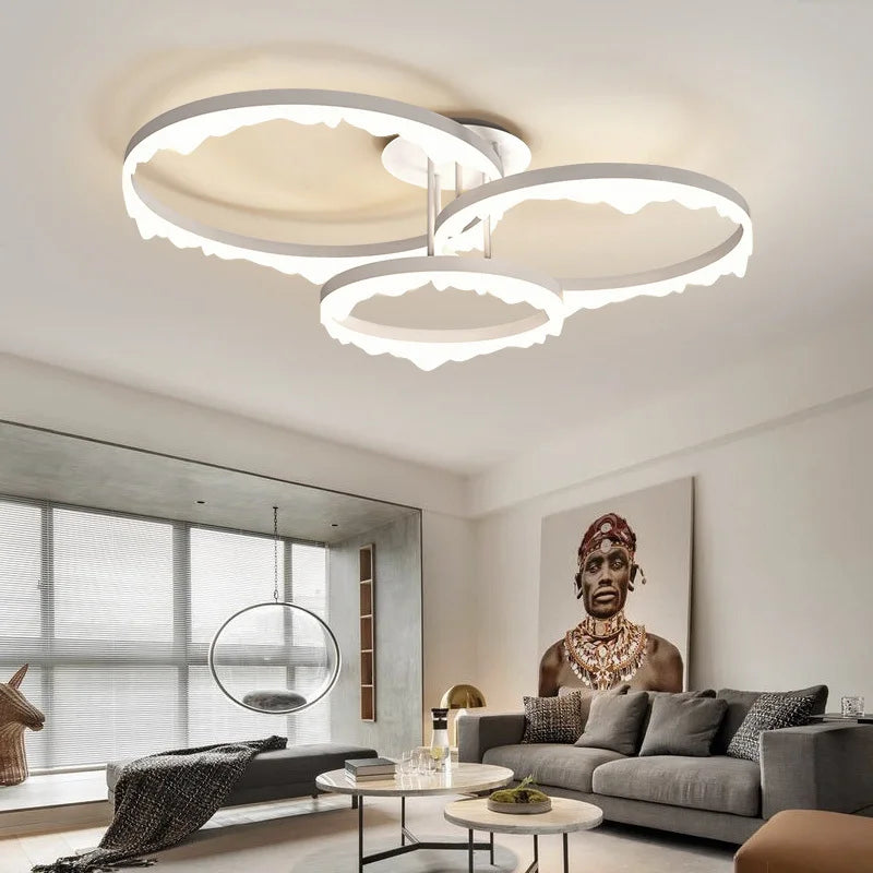 lustre led moderne minimaliste éclairage intérieur design élégant - vue 4 sur 8