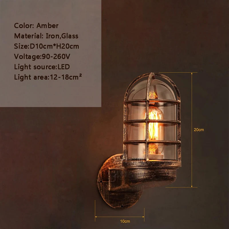 Applique murale led en verre rétro étanche pour extérieur et intérieur - vue 7 sur 9
