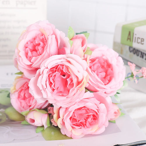 fleurs artificielles soie pivoine hortensia décoration mariage bouquet - vue 21 sur 40