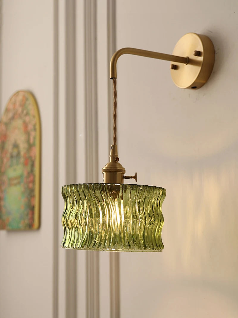applique murale vintage en verre avec douille en laiton - vue 10 sur 21