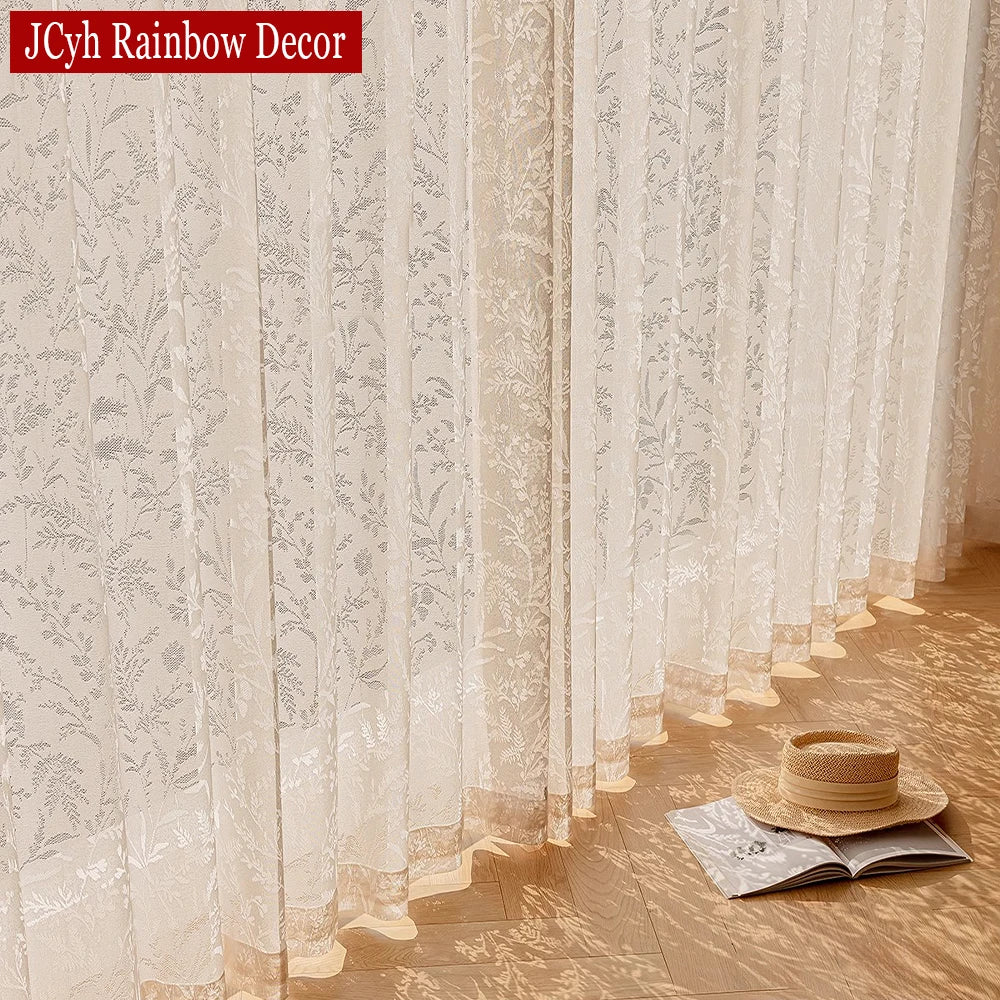 Voilage tulle brodé floral moderne pour salon chambre - vue 2 sur 8
