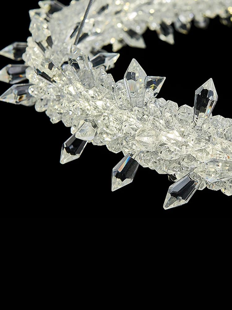 lustre en cristal de luxe à fleurs de glace éclairage suspendu élégant - vue 6 sur 12