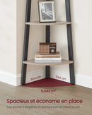 VASAGLE Corner Shelf Unit, 4-Tier Corner Shelf, Ladder Shelf for Living Room, Bookshelf or Plant Stand, Industrial Accent