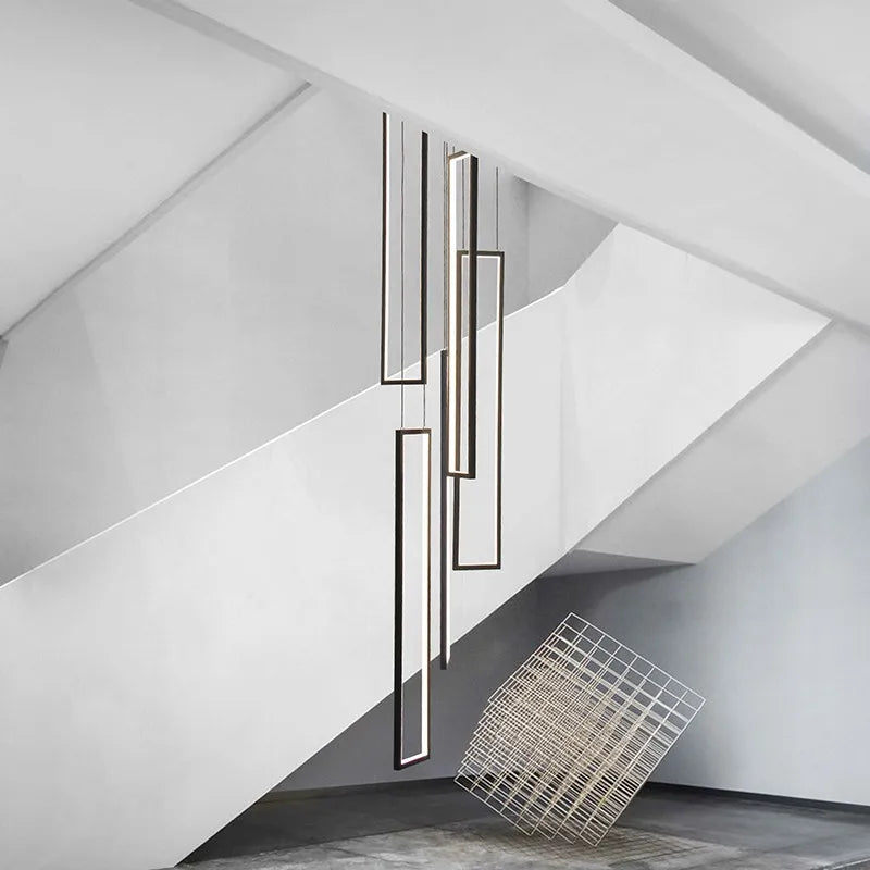 lustre moderne simple led nordique luxe duplex loft rotatif - vue 5 sur 9
