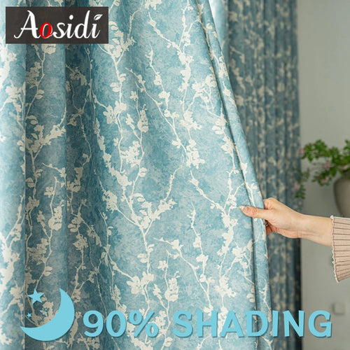 Rideau occultant floral style européen pour salon chambre