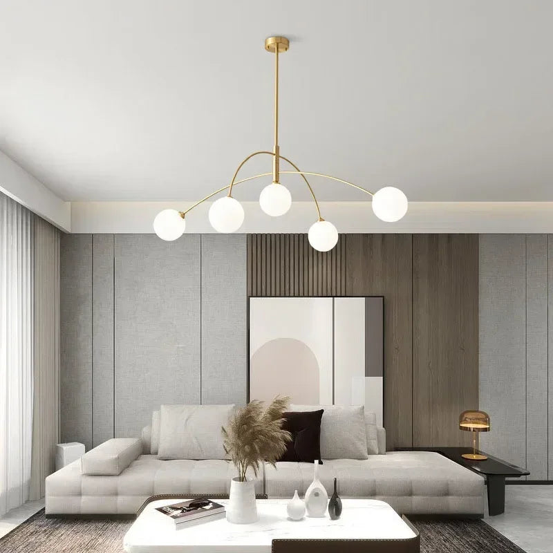 lustre suspendu moderne en verre laiteux pour intérieur élégant - vue 4 sur 8