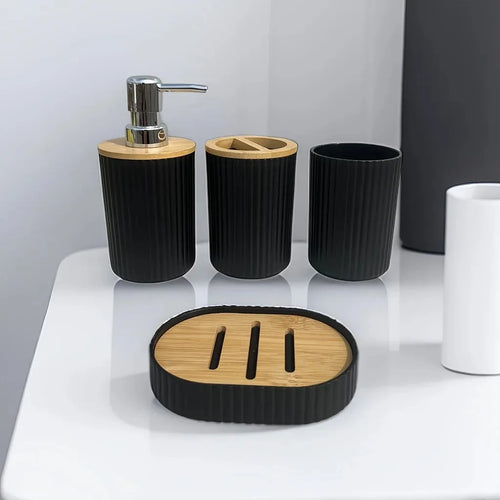ensemble daccessoires de salle de bain en plastique 4 pièces - vue 9 sur 8