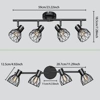 Plafonnier LED 4 voies rotatif - Lumières noires/blanches - Luminaires de plafond - Cage métallique pour plafond E14 - Spot de plafond