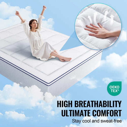 VEVOR Mattress Topper 1" Thickness Fiber Fill Pad with Detachable & Washable Layer, Detachable Bedside Pocket for Holding Items - vue 4 sur 7