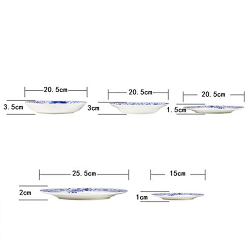 Assiettes poisson Jingdezhen motifs floraux 15 30 cm