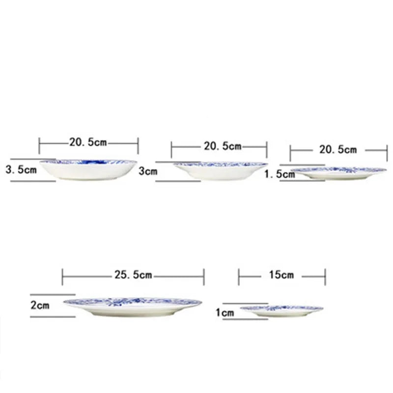 Assiettes poisson Jingdezhen motifs floraux 15 30 cm - vue 7 sur 7