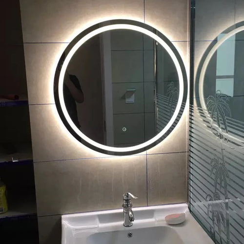 Smart LED Bathroom Mirror, Round Mirror Surface, Wall Mounted Makeup Mirror, Touch  Adjust Brightness, Safer Gift Box Packaging - vue 3 sur 8