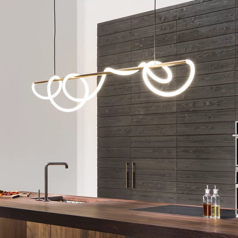 Creative Line Pendant Lamp with 360 degree Lighting for Bedroom Living room Dining room Kitchen lighting - vue 3 sur 11
