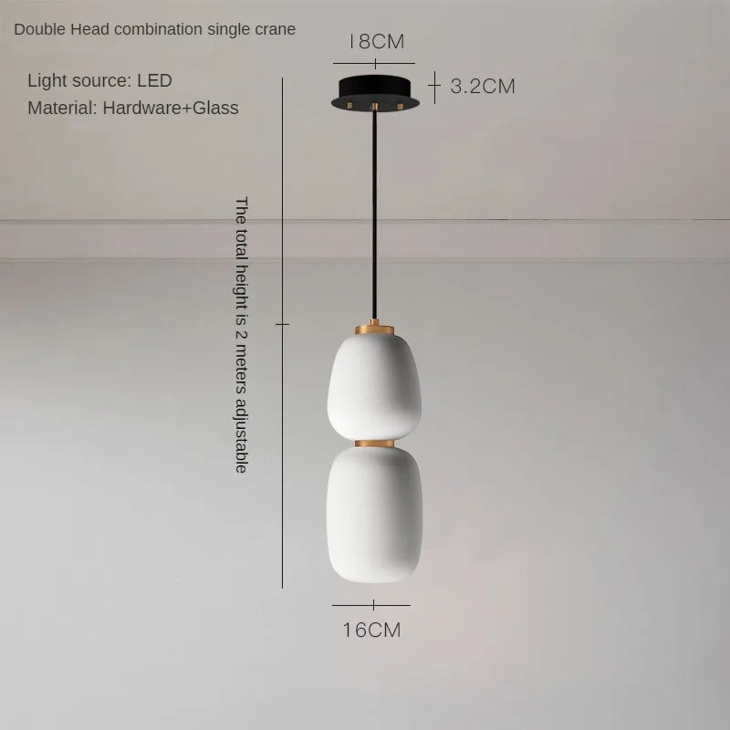 lustre led en verre design minimaliste japonais créatif et artistique - vue 11 sur 12