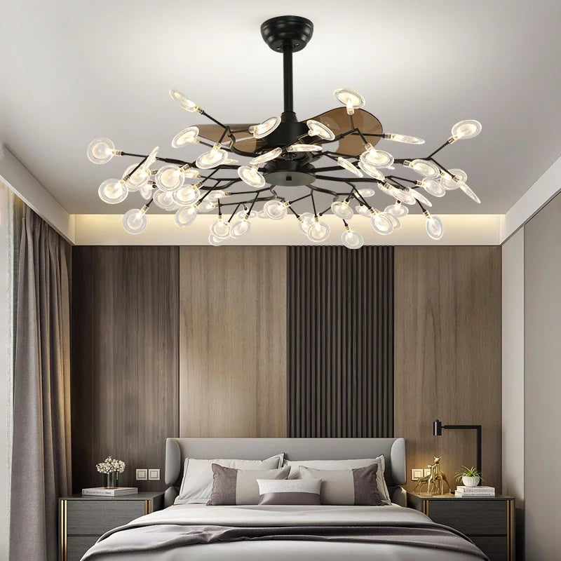 suspension ventilateur créatif moderne avec lumière LED - vue 6 sur 18