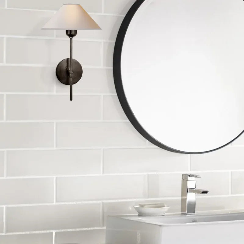 Applique tout en cuivre salle de bain couloir moderne couloir entrée salon lumière luxe tissu applique nordique - vue 4 sur 6