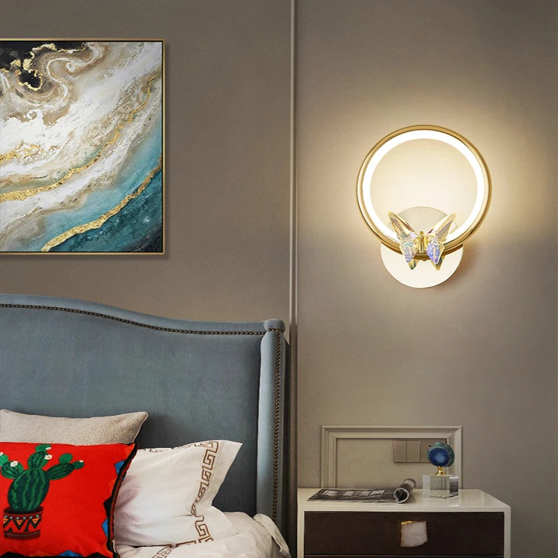 applique murale led papillon en cristal montage en surface