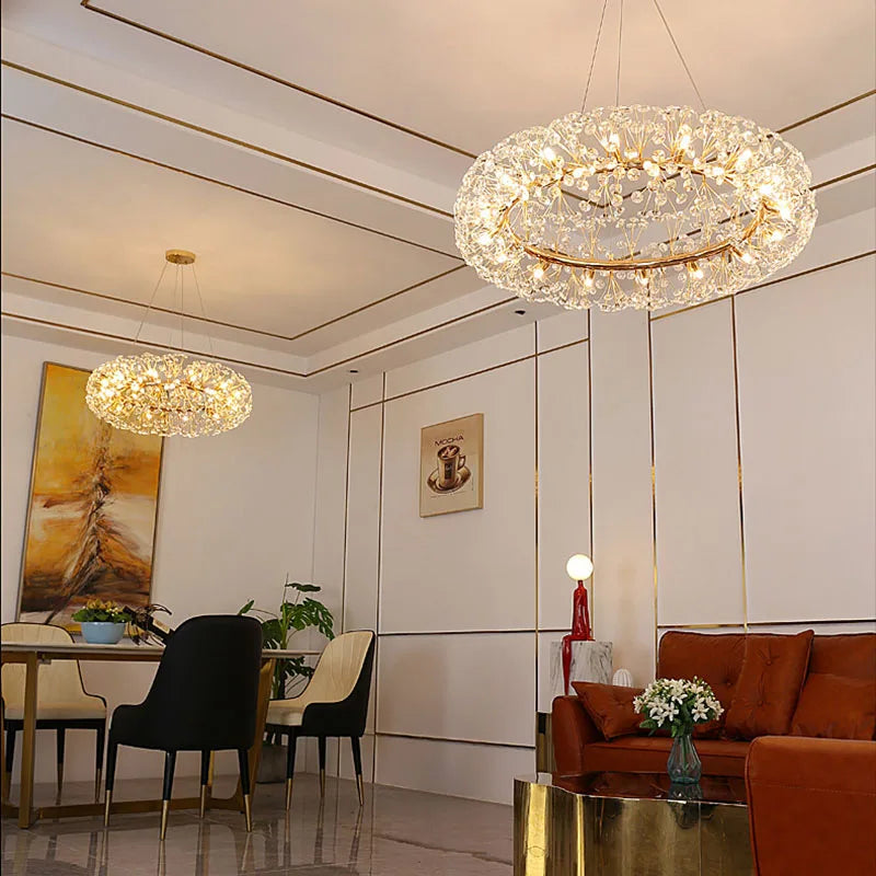 lustre rond à led en cristal pissenlit décoration élégante et lumineuse - vue 5 sur 12