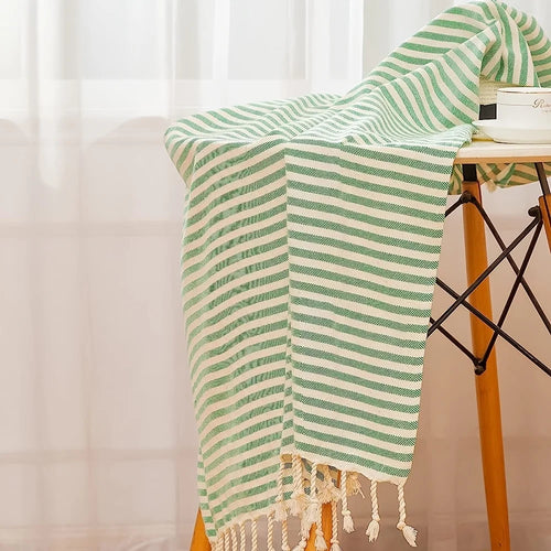 Serviette de plage turque coton tissé rayé bohème
