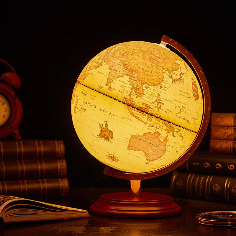 lampe de bureau globe terrestre rotatif et carte géographique - vue 5 sur 10