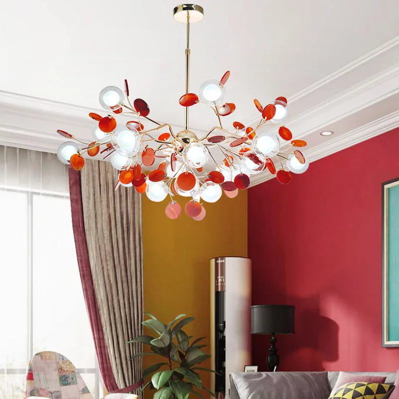 lustre led nordique bulle lumière luciole agate naturel romantique - vue 5 sur 10