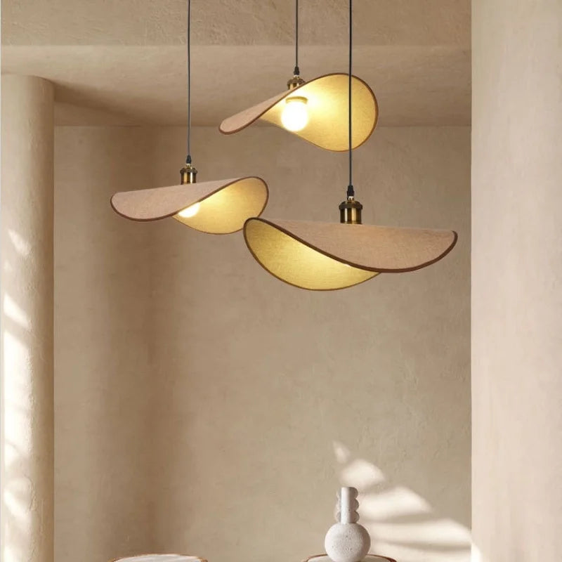 suspension Wabi Sabi minimalisme E27 Led lumière rétro chapeau Led suspension lampe salle à manger nordique lampe Led Droplight Luminarias