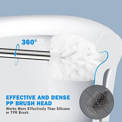1pcs Toilet Brush and Holder, 304 Stainless Steel Long Handle, Toilet Bowl Brush for Bathroom Toilet-Ergonomic, Elegant, Durable - vue 4 sur 9