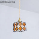 lampe suspendue nordique en laiton et verre style japonais rural rétro