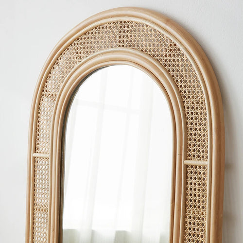 miroir vintage plein format en rotin pour chambre fille - vue 5 sur 5