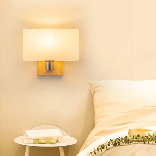applique murale led créative en bois massif et verre style nordique décorative - vue 5 sur 7