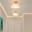 Plafonnier nordique en bois lampe en verre dépoli salon allée chambre vestiaire balcon couloir lampes et lanternes