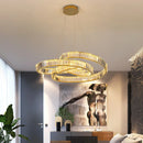 Modern postmodern luxury minimalist nordic crystal LED chandelier for living room or villa, circular ring
