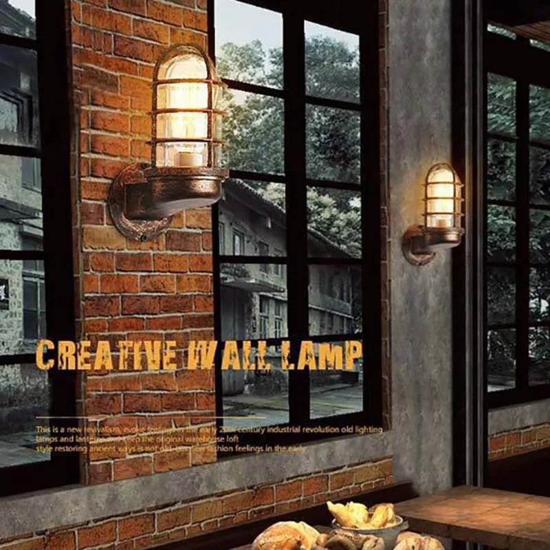 Rétro verre applique murale industrielle extérieure intérieure LED étanche applique murale Loft salon allée patio éclairage décoratif Lustre - vue 6 sur 9
