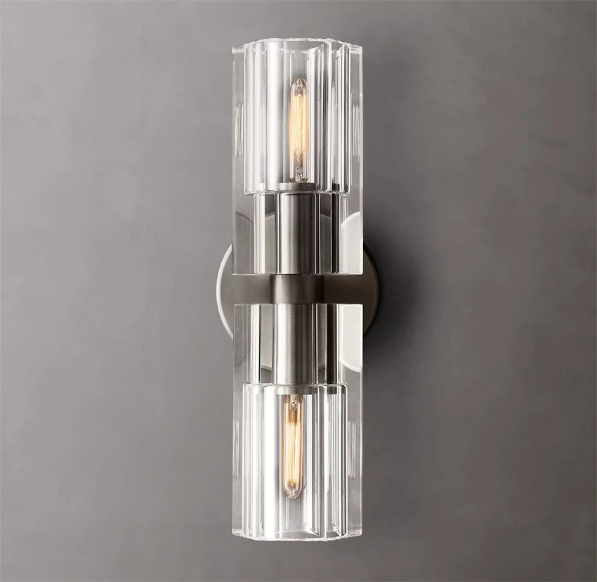 applique murale led moderne en cristal clair nickel laiton - vue 3 sur 9